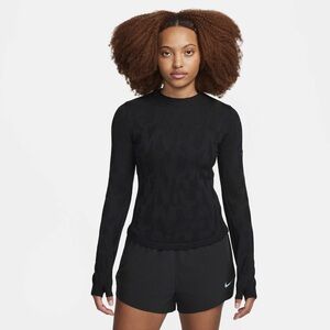 Nike Black Crewneck Sweater with Modern Texture Women’s Running Mid Layer